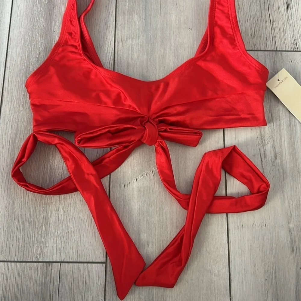 Ris-K Dippin' Daisy's Red Wrap bikini top size S swim swimsuit